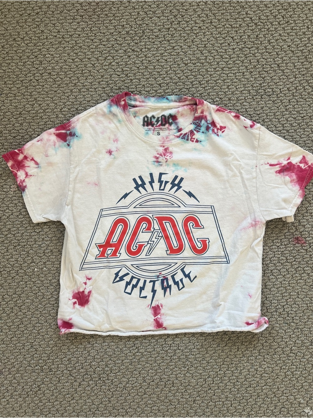 AC/DC White Tie-Dye Logo Tee Shirt size small
